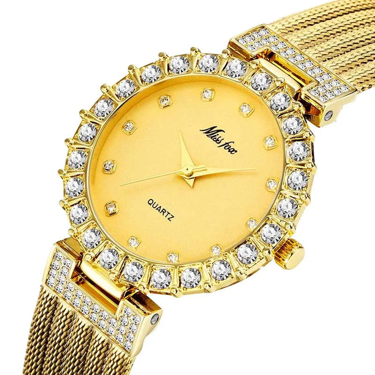 MISSFOX Women Watches Luxury Brand Watch Bracelet Waterproof Big Lab Diamond Ladies Wrist Watches for Women Quartz Clock Hours
