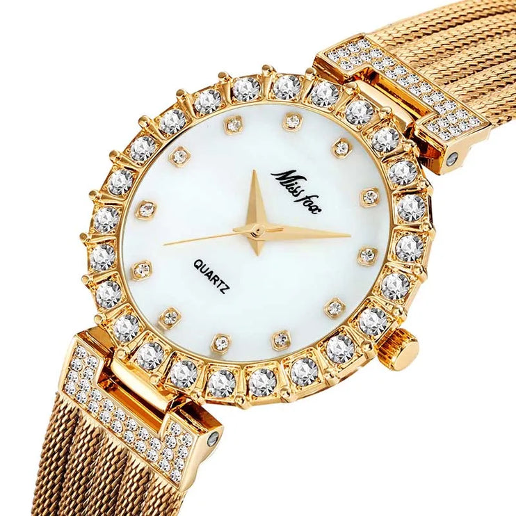 MISSFOX Women Watches Luxury Brand Watch Bracelet Waterproof Big Lab Diamond Ladies Wrist Watches for Women Quartz Clock Hours