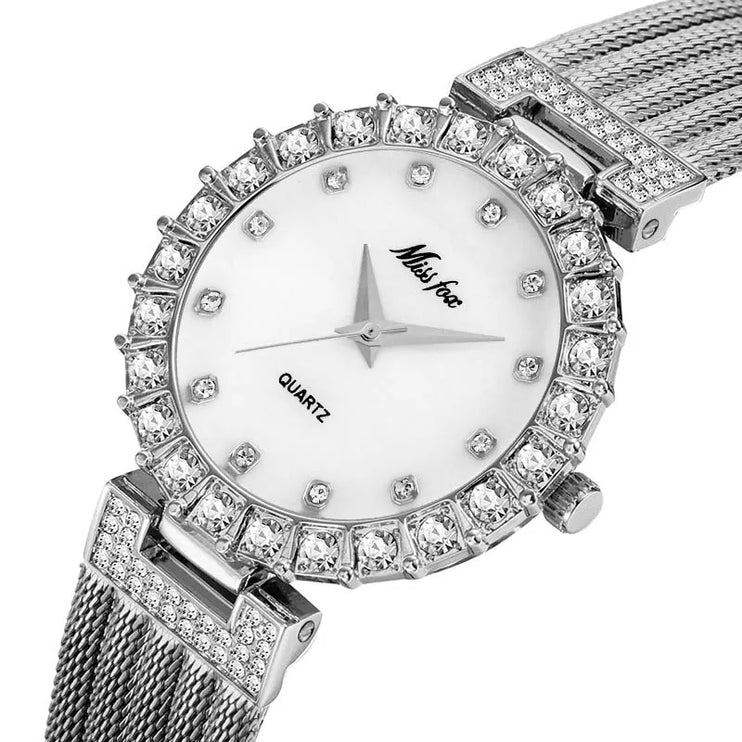 MISSFOX Women Watches Luxury Brand Watch Bracelet Waterproof Big Lab Diamond Ladies Wrist Watches for Women Quartz Clock Hours