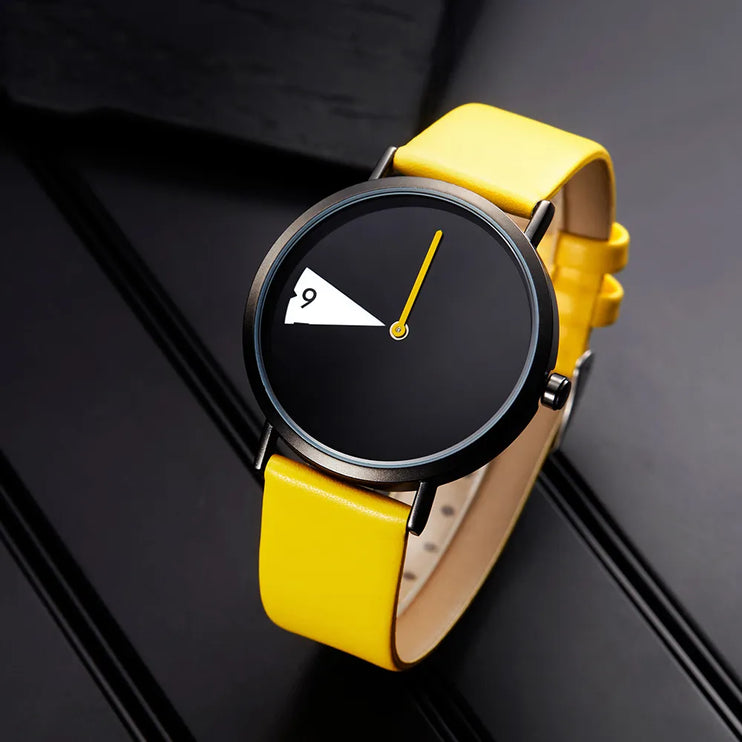 Sinobi Hot Women Watch Creative Wristwatch Ladies Watch Rotate Yellow Leather Band Wristwatches Clock Montres Femme Reloj Mujer