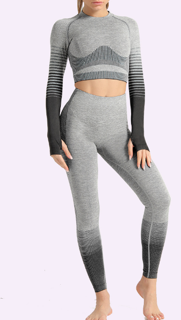 Bocana Seamless Sports Top - Grey & Green